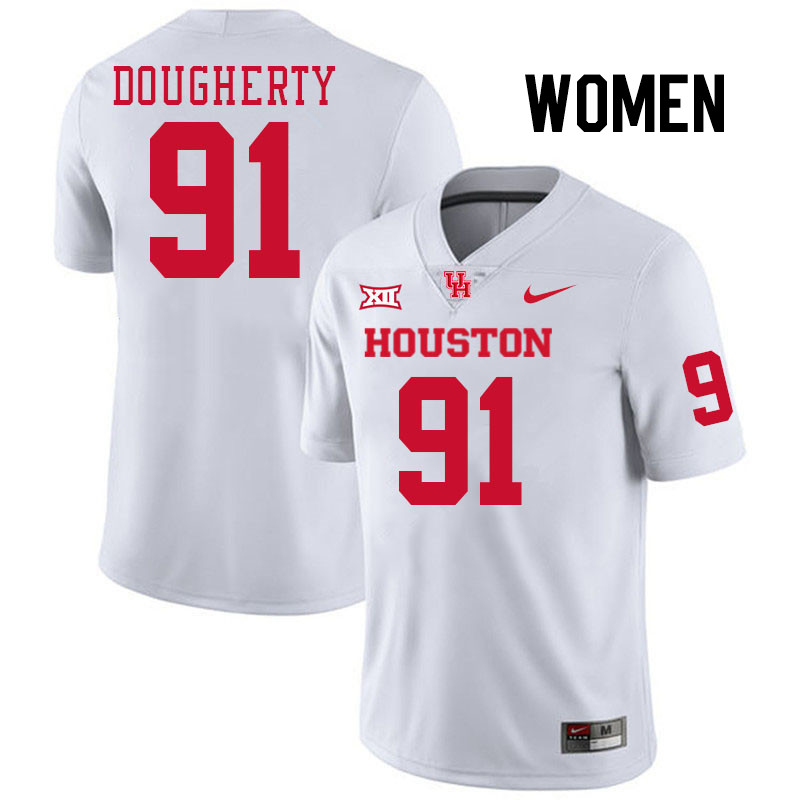 Women #91 Liam Dougherty Houston Cougars College Football Jerseys Stitched-White